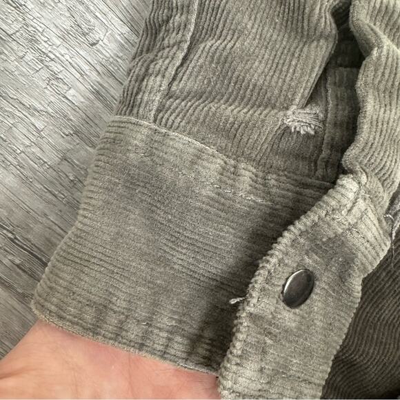 Corduroy Gray Jacket Lined Hood Size Medium Skater - Picture 5 of 9